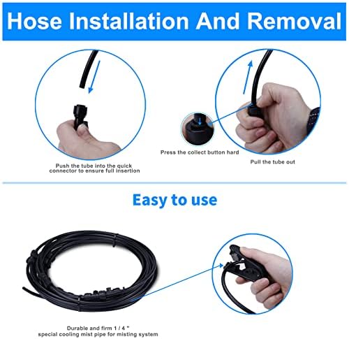 Fogland Pump Misting System: Outdoor Misting System 49ft Misting Cooling System with 16pcs 0.016" Orifice Thread Stainless Steel Misting Nozzle for Patio Garden Backyard - Image 5
