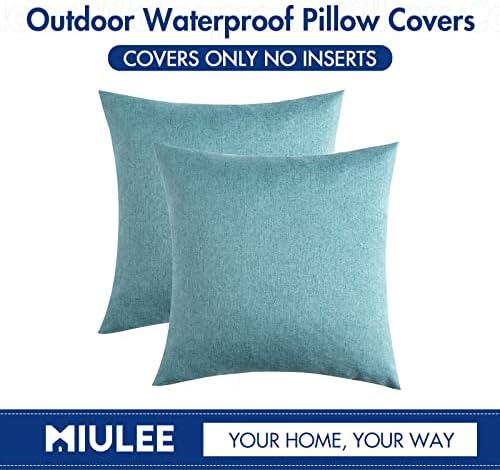 MIULEE Decorative Outdoor Pillow Covers Euro Waterproof 22x22 Turquoise - Image 6