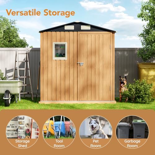 Panovue 6X4FT Garden Storage Shed with Frame Floor(NO Wood Panels) - Image 5