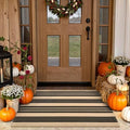 Striped Outdoor Fall Front Door Mat 2.3'x3.6', Cotton Washable Rug by Sungea