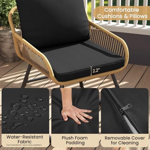 Yaheetech 3 Piece Patio Bistro Set, Outdoor Wicker Bistro Furniture Sets - Image 5