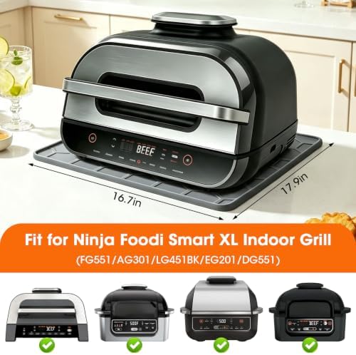 Winceed Silicone Heat Resistant Mat for Ninja Foodi Smart XL Grill, Anti-Slip Silicone Mat Compatible with Ninja Foodi Indoor Grill, Kitchen Countertop Protection, Dishwasher Safe, Grey - Image 2