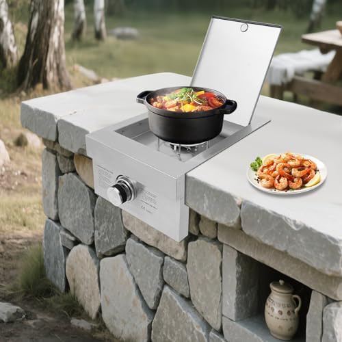 Single Burner Stove for Outdoor Kitchen, Built-in Stainless Steel Side Burner with Removable Grates & Cover, Gas Stove for BBQ Island, Patio, Backyard (Natural Gas, Single Burner, 3.5KW) - Image 4