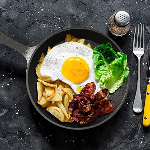 Skylety 10 Sets 6. 3 Inches Mini Cast Iron Skillets Small Black Sizzling Plate Cast Iron Skillets Frying Pan Set with Oil Brush for Indoor Outdoor Restaurant Kitchen - Image 5