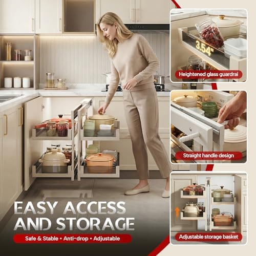 Blind Corner Cabinet Pull Out Organizer, 28" Cabinet, Soft Close - Image 3