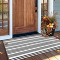 OJIA Black and White Outdoor Rug 24"x51" Front Door Mat Fall Porch Decor by OJIA