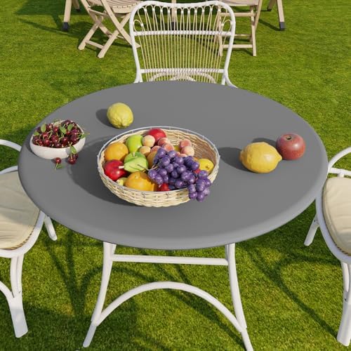 Romanstile Round Fitted Vinyl Tablecloth with Elastic Edge 100% Waterproof - Image 5