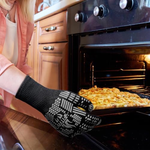 BBQ Gloves, 1472°F Heat Resistant with Silicone Grip Oven Mitts - Image 4