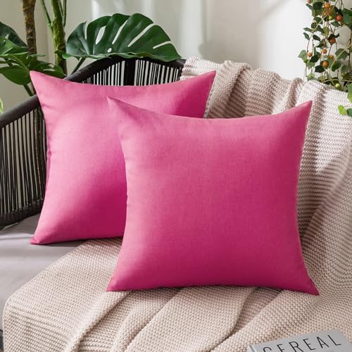 MIULEE Decorative Outdoor Pillow Covers Waterproof 18x18 Hot Pink by MIULEE