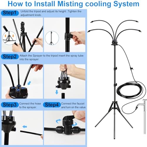 Standing Misters for Outside Patio, Adjustable Height 5.3 FT Stand Misting System for Cooling Outdoor, Water Mister for Mist Playing, Patio Cooling, Backyard - Image 5