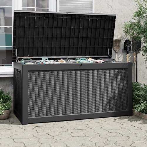 Outdoor Storage Waterproof Deck Box for Patio (300 Gallon, Black) - Image 7