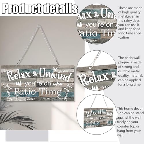 Hotop Metal Patio Sign Vintage Wall Decor for Outdoor, 12 x 6", Vivid - Image 3