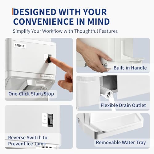 Commercial Shaved Crusher Ice Machine, 300LB/H, Ice Texture Control, White - Image 2