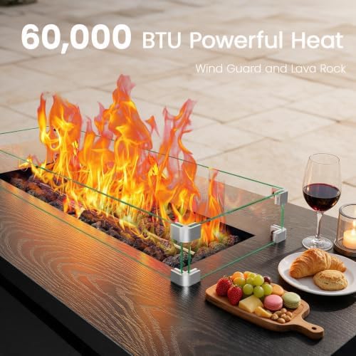 Ciays 51" 4-in-1 Propane Fire Pit Table, 60000 BTU with Glass Wind Guard - Image 4