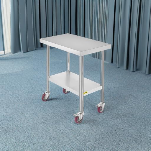 Mophorn 30x18x34 Inch Stainless Steel Work Table 3-Stage Adjustable Shelf with 4 Wheels Heavy Duty Commercial Food Prep Worktable with Brake for Kitchen Prep Work - Image 5