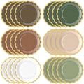 48 Pcs Woodland Green and Brown Paper Plates 9 Inch Gradient Scalloped Paper Disposable Dinner Dessert Plates for Birthday Wedding Bridal Party Supplies, 6 Colors by Tiangrid