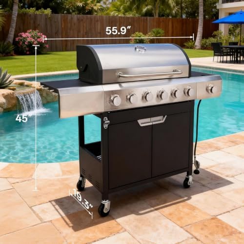 Endark 68,500 BTU Propane Gas Grill, Outdoor BBQ Grill with Side Burner, Built‑in Thermometer & Grill Cover, Patio Backyard Gas Barbecue Grill for Outdoor Cooking - Image 2