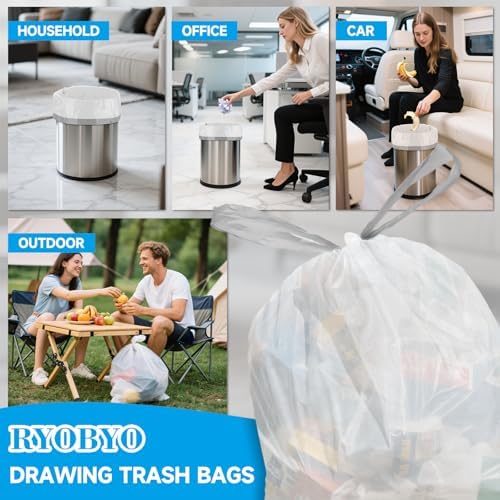 180 Count Drawstring Small Trash Bags 4 Gallon for Bathroom Office - Image 3