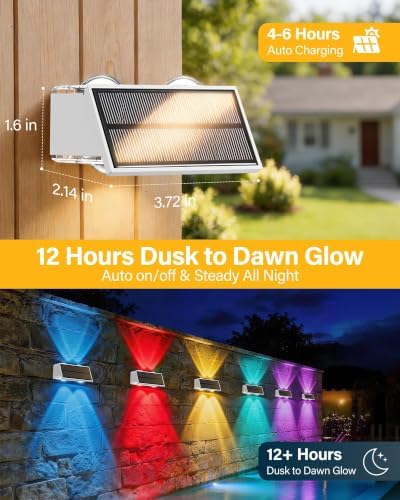 Solar Fence Lights Outdoor, 10 Pack Fence Solar Lights Waterproof - Image 3