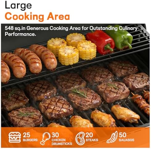 Veralune 4 Burner Gas Grill with 1 Infrared Side Burner & Steel Grates - Image 2
