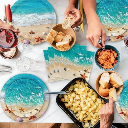 180Pcs Beach Ocean Party Plates and Napkins Set,Serves 60 - Image 7
