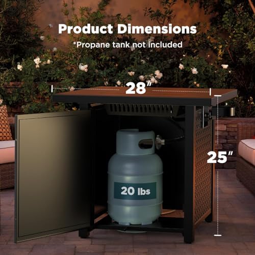 Ciays Propane Fire Pit, 28 inch Fire Pit Table with Two Cup Holders, 50,000 BTU Steel Gas Fire Pit with Pulse Ignition System, Perfect for Patio, Garden & Backyard Gatherings, CIFPT11B, Black - Image 6