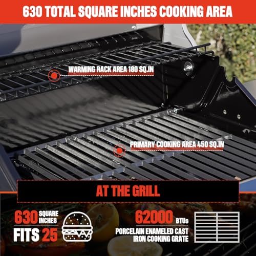 Monument Grills Mesa Series, 4+1 Outdoor Barbecue Stainless Steel Propane Gas Grill, 4 Burners & 1 Side Burner 62,000 BTU Patio Garden Barbecue Grill with Knob Controls, Mesa415BZ - Image 4