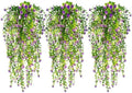 RECUTMS Artificial Hanging Plants Fake Hanging Plant Faux Hanging Plants UV Resistant Plastic Plants for Indoor Outdoor Room Wall Wedding Patio Porch Decor(Purple) by RECUTMS