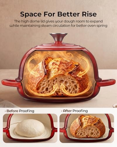 5QT Enameled Cast Iron Sourdough Bread Oven & Starter Kit, Red - Image 4