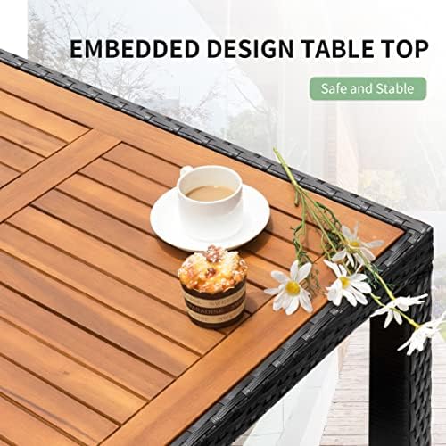 Flamaker Patio Dining Set for 4 Outdoor Acacia Wood Table and Chairs, Gray - Image 3