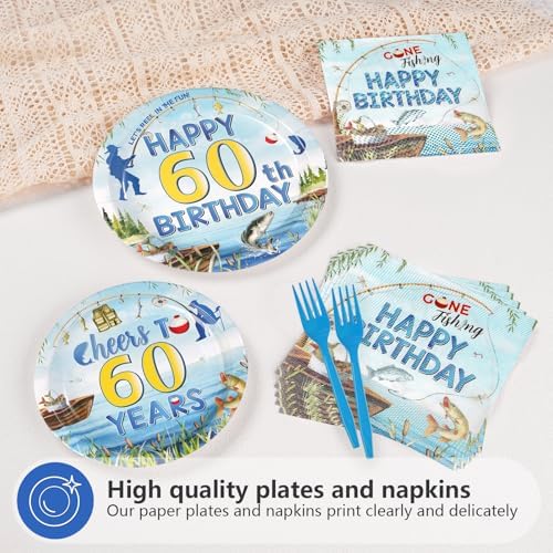 96Pcs Fishing 60th Birthday Party Decorations, Serves 24 - Image 3