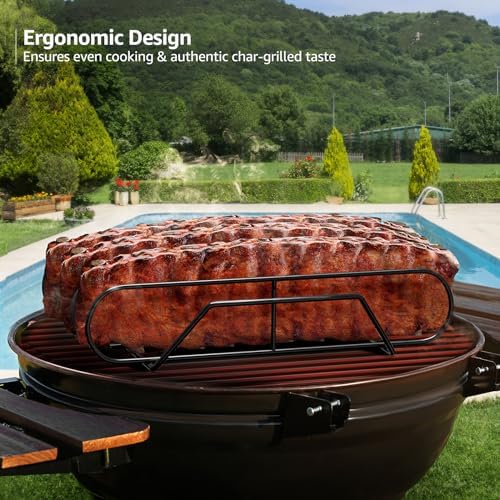 Sorbus Rib Rack for Smoking, Grill Roasting Stand (XL, Black) - Image 5