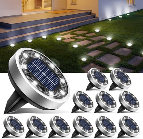 Btfarm 12 Pack Solar Lights Outdoor Waterproof, 8 LED Solar Ground Lights by btfarmdecorativelighting