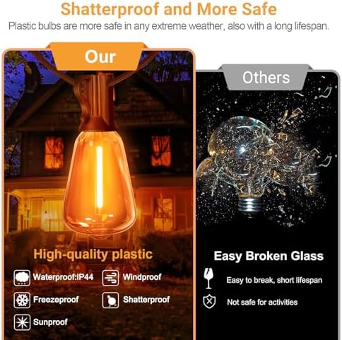 Orange Outdoor halloween String Lights ,26FT ST38 LED Patio Lights with 12+1 Shatterproof Edison Bulbs,UL Waterproof Connectable Outside Hanging Lights for Backyard Porch Bistro Christmas Party Decor - Image 5