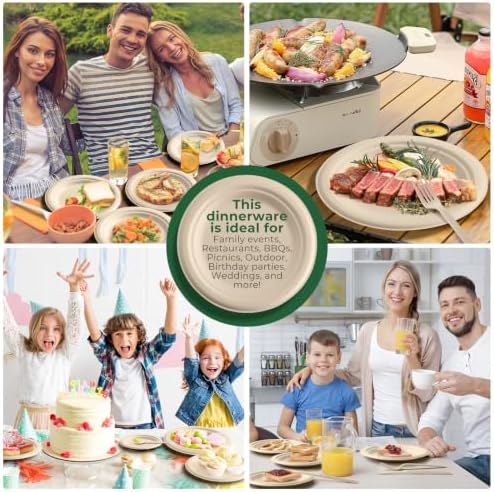 250 Piece Biodegradable Paper Plates Set Disposable Dinnerware Set, Eco Friendly Compostable (EXTRA LONG UTENSILS), Utensil include, Forks, Knives and Spoons for Party andBirthday party, camping - Image 7