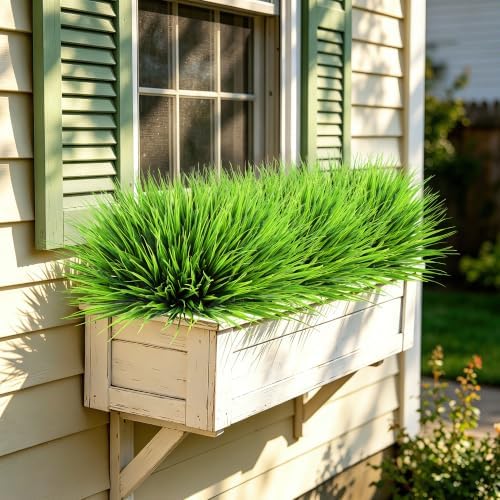 24 Bundles Fake Plants Outdoor Artificial Grass Decoration UV Resistant Faux Greenery Stems Bushes Monkey Grass for Outside Farmhouse Planters Patio Porch Window Box Pathway Garden Home Decor - Image 6
