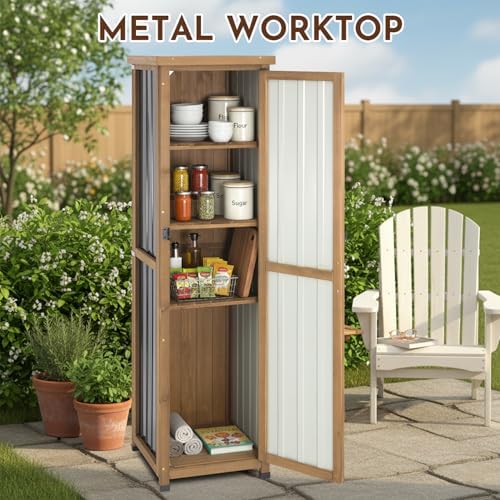 Ketive Tall Narrow Outdoor Storage Cabinet, 62-Inch, 3 Adjustable Shelves - Image 6