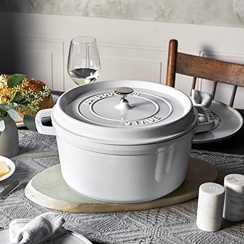 Staub Cast Iron 7-qt Round Cocotte - White - Image 4