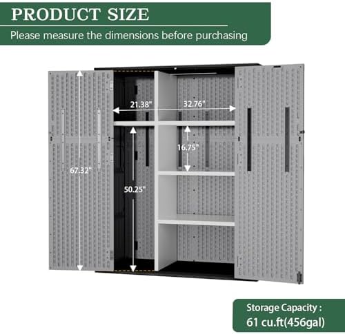 Outdoor Storage Shed Resin Waterproof Storage Cabinet for Patio Garden - Image 2