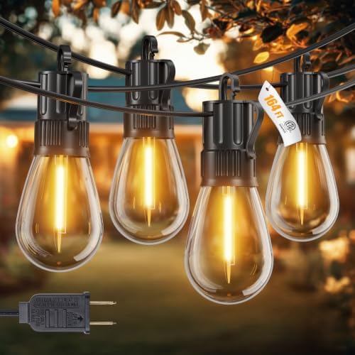 Minetom 164FT Outdoor String LED Patio Lights Waterproof,Shatterproof S14 Vintage Edison Bulbs,Commercial Grade Outside Hanging Lights Waterproof for Porch Deck Garden Backyard Balcony Cafe Bistro by Minetom