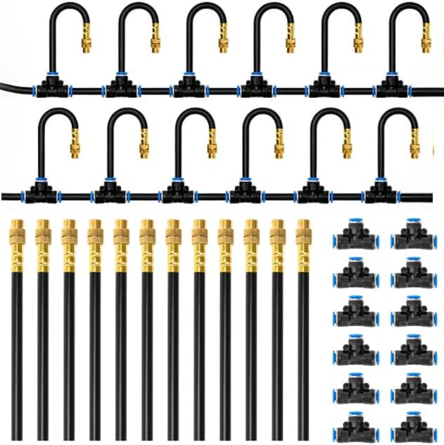 MIXC 1/4" Drip Irrigation System, Adjustable Copper Nozzles (7.8ft Rod Length, 12pcs nozzles and connectors,NO Water Pipe) by MIXC