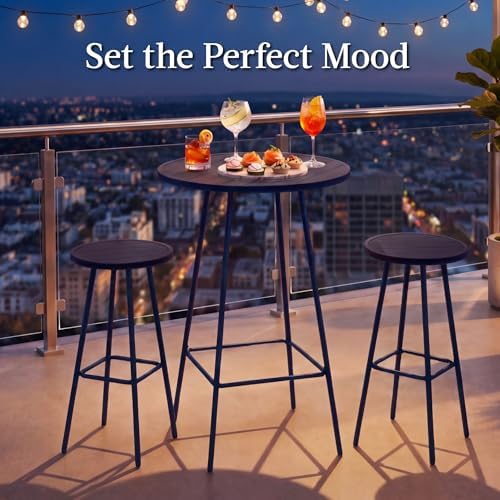 Best Choice Products 3-Piece Patio Dining Set, Bar Height, Outdoor Bistro Set, Outdoor Round Bar Table w/ 2 Bar Stools, Steel - Navy - Image 4