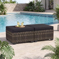 Aoxun 2 Piece Patio Sofa Ottomans with 4" Thick Cushions, Wicker Outdoor Couch Extension Set, All-Weather Rattan Seating Accessory for Backyard Furniture, Black by Aoxun