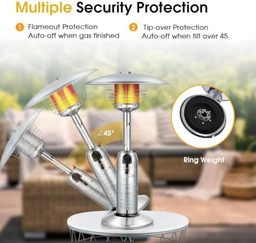 Tangkula Tabletop Propane Patio Heater with Adjustable Flame, 11,000 BTU - Image 4