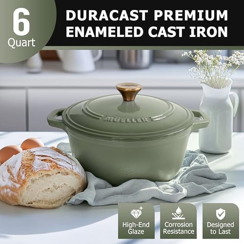 MUELLER HOME 6 Quart Enameled Cast Iron Dutch Oven, Heavy-Duty - Image 2