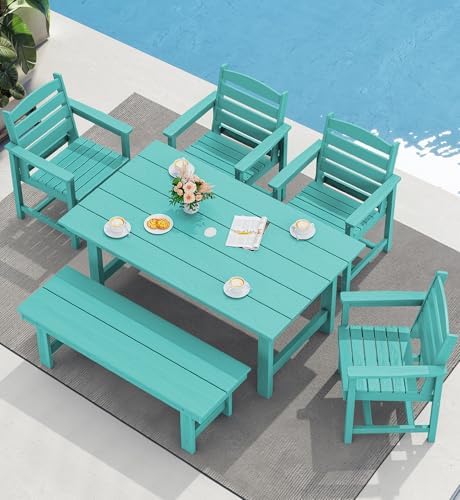 SERWALL Outdoor Dining Set, Patio Dining Set with Bench, Aruba by SERWALL