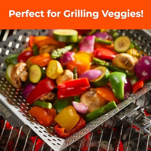 Heavy-Duty Stainless Steel Grill Basket – 12" x 13.75" Large BBQ Basket with Removable Handle – Durable Grilling Basket for Vegetables & Meat – Outdoor Cooking Accessory for Gas & Charcoal Grills - Image 5