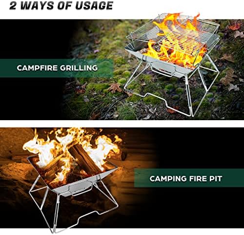 Odoland Folding Campfire Grill, Camping Fire Pit, Outdoor Wood Stove Burner - Image 6