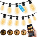 GvvooHome 100FT Outdoor String Light with S11 Plastic Bulbs, Low-Voltage LED Patio Light with App & Remote, Music Sync, 4 Lighting Modes, Dimmable & Waterproof for Backyard, Porch, Garden, Deck, Party by GvvooHome