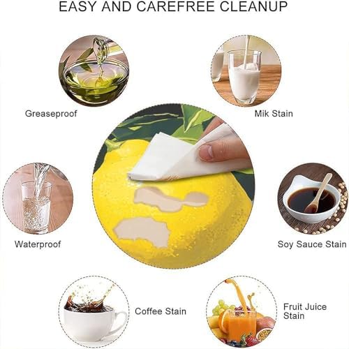 Square Tablecloth with Elastic, Lemon Grove Pattern Printed on Polyester Fire Table Cover Square, Perfect for Everyday Use Home Decor, Fit for 24" x 24" Square Tables - Image 4